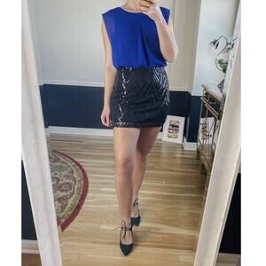 Speechless blue and black sequin mini dress medium